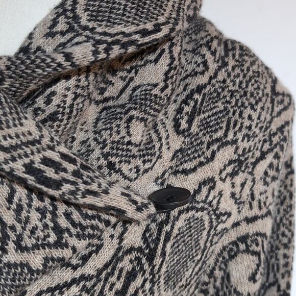 Mary Wool Blend Floral Print Cardigan Funnel Neck Sweater sz L - Picture 3 of 14